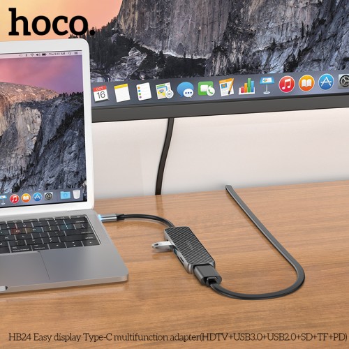 Hoco HB24 (Type-C to HDMI, USB3.0, USB2.0, SD, TF, PD) Adapter